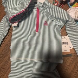 Eddie Bauer Blue and White Striped Kids Swim Set